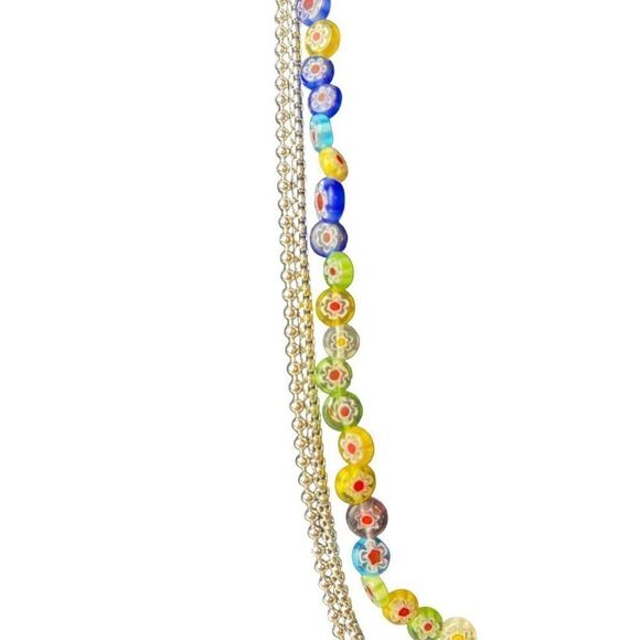 INC INTERNATIONAL CONCEPTS Silver-Tone Multicolor Flower Beaded Layered Pendant - Picture 2 of 4
